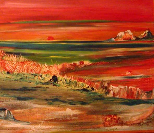 Peinture intitulée "Le désert" par Josiane Vaccari, Œuvre d'art originale