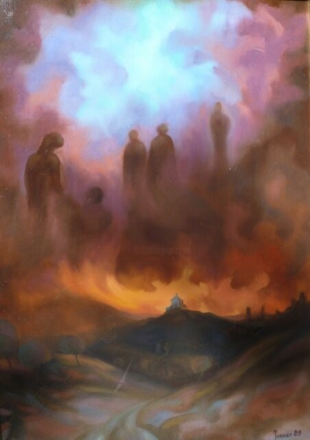 Painting titled "ascension" by Patrick Jossier, Original Artwork, Oil