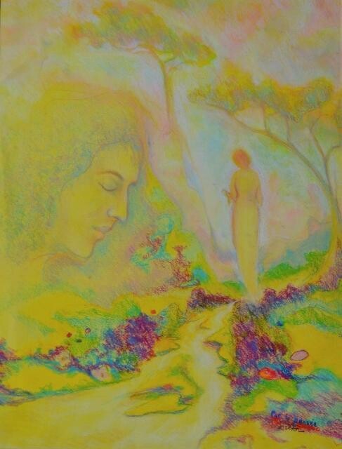 Peinture intitulée "Par la pensée" par Patrick Jossier, Œuvre d'art originale, Pastel