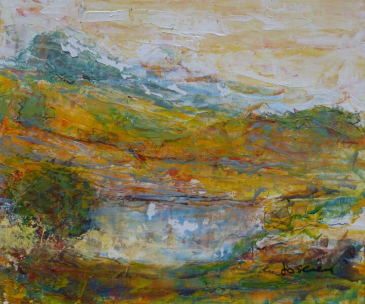 Peinture intitulée "Autour d'un lac" par Patrick Jossier, Œuvre d'art originale, Acrylique