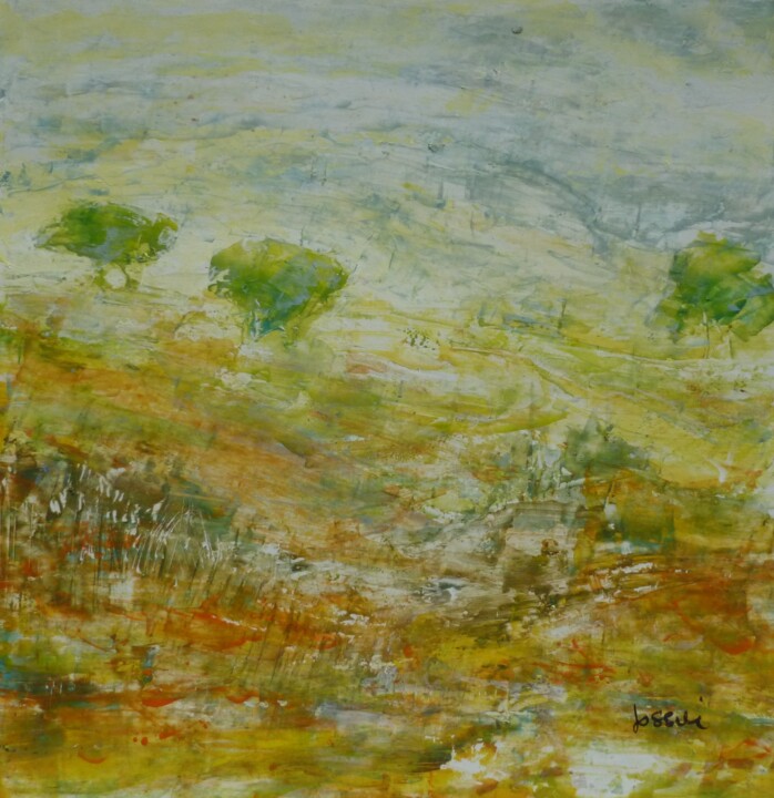 Pintura intitulada "La colline" por Patrick Jossier, Obras de arte originais, Acrílico