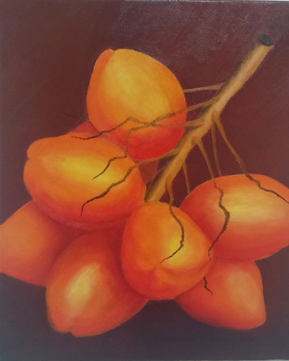 Peinture intitulée "Grappe de cocos" par Josué Aimé, Œuvre d'art originale, Acrylique