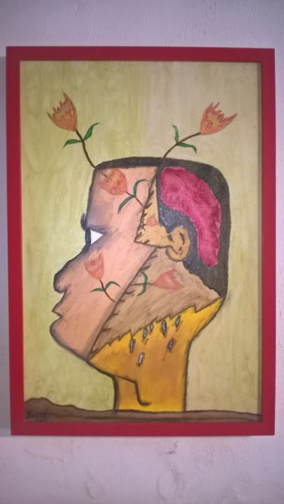 Pintura titulada "INTELIGÊNCIA À FLÔR…" por Josue Lino Luchowy, Obra de arte original, Oleo