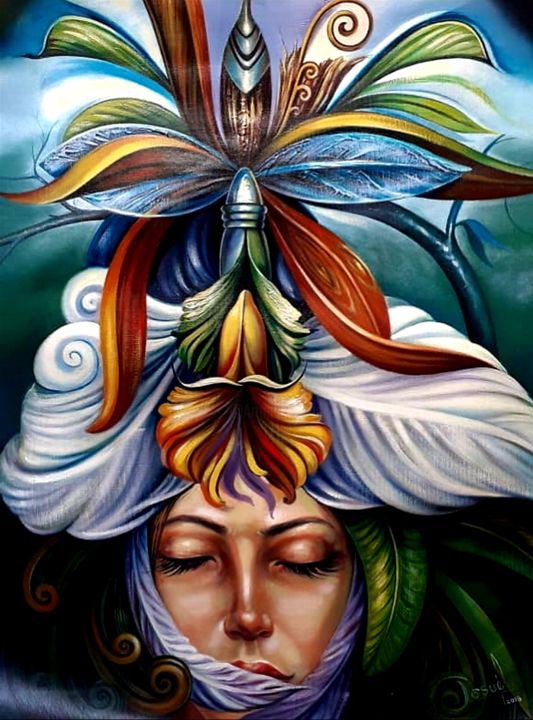 Pintura titulada "Flor de nubes" por Josue Rodriguez, Obra de arte original, Oleo