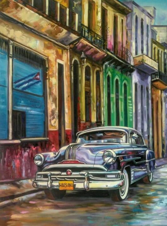 Pintura titulada "Calle Habana vieja.…" por Josue Rodriguez, Obra de arte original, Oleo