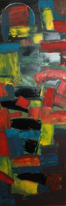 Pintura titulada "Tower City at Night" por Pi, Obra de arte original, Acrílico