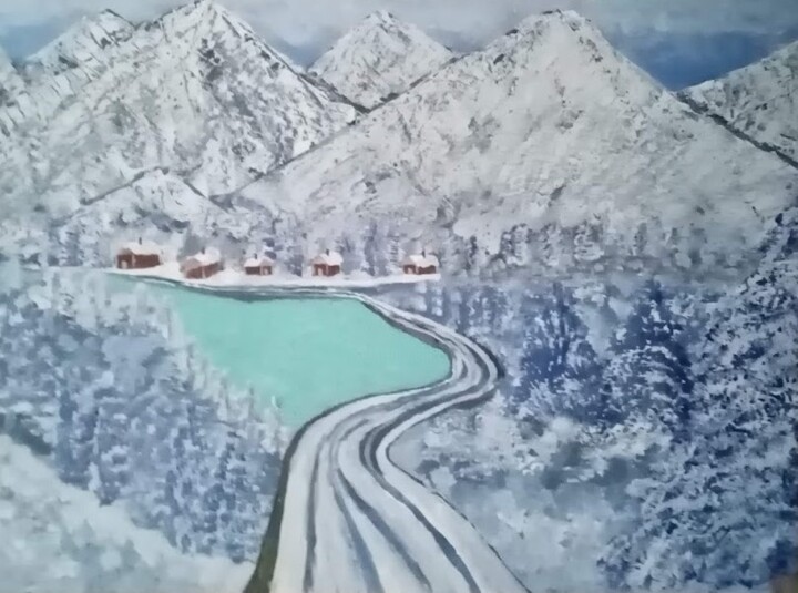 Pintura titulada "Montagnes enneigée" por Jouane, Obra de arte original, Acrílico