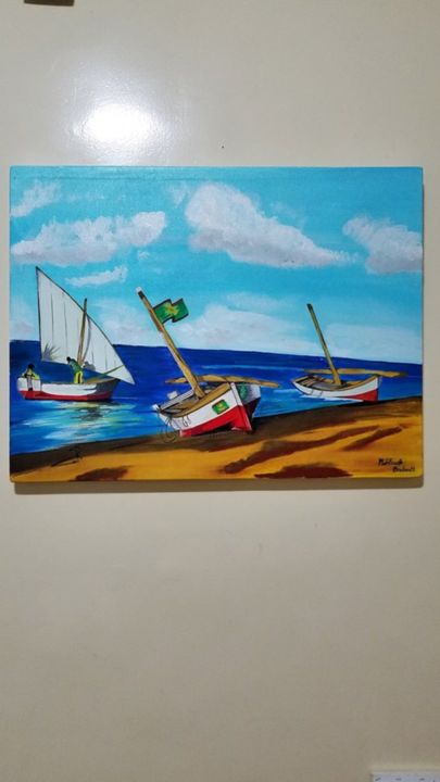 Painting titled "Côte du Nouakchott…" by Jouba, Original Artwork, Oil