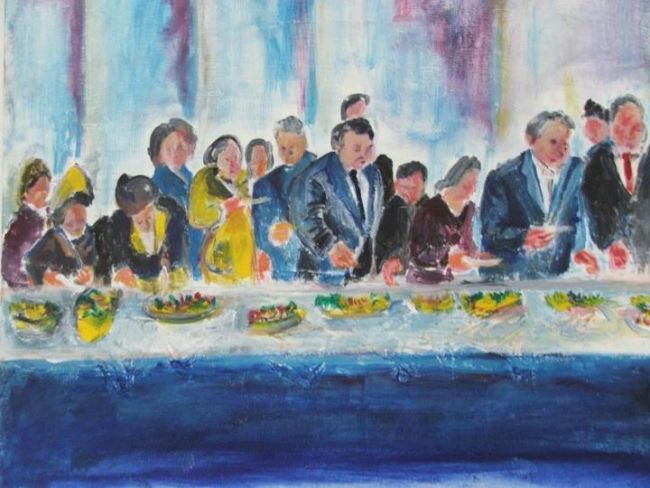 Painting titled "le banquet" by Stephane Joukoff, Original Artwork