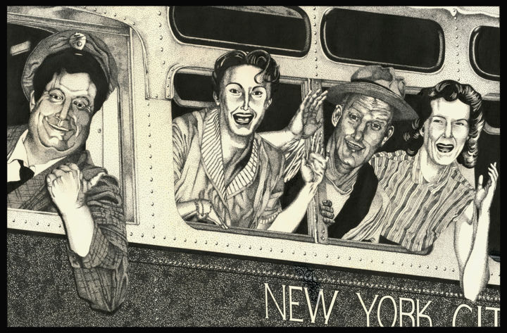 Drawing titled "The Honeymooners" by Journeymandesigns, Original Artwork, Ink