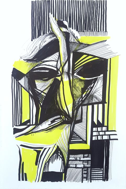 Drawing titled "In The Yellow Distr…" by Jovana Pestoric, Original Artwork, Marker