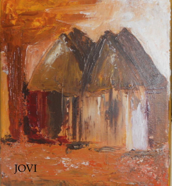 Painting titled "village" by Viviane Joanchicoy Jovi, Original Artwork, Acrylic