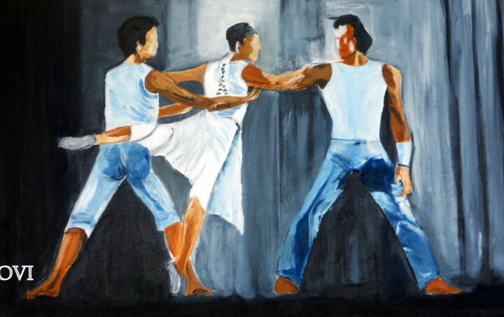Schilderij getiteld "trio" door Viviane Joanchicoy Jovi, Origineel Kunstwerk, Acryl