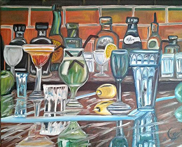 Painting titled "Mates Rendez-vous" by Joy Caloc, Original Artwork, Oil