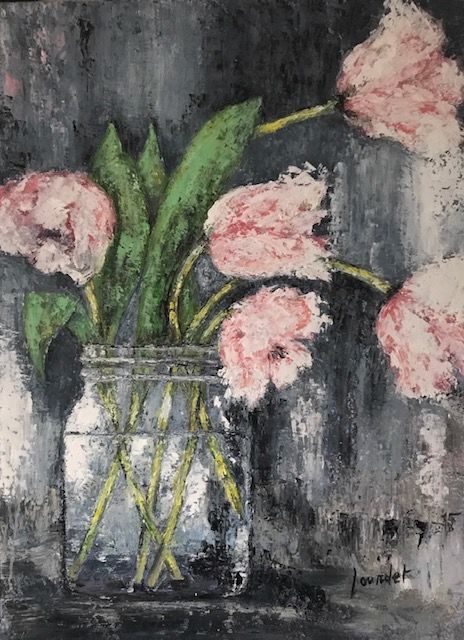 Peinture intitulée "Tulipes Roses" par Joy Jourdet, Œuvre d'art originale, Huile