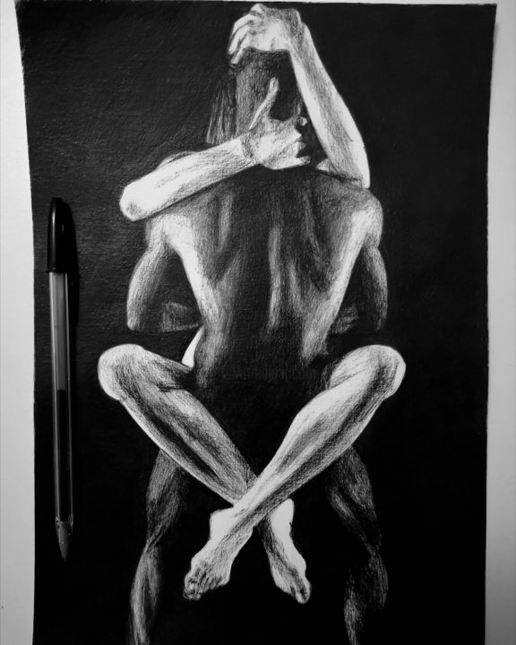 Dibujo titulada "Make Love" por Joy Ornella, Obra de arte original, Bolígrafo