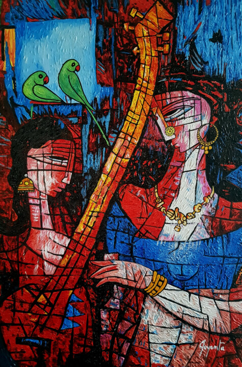 Painting titled "Mother and Daughter…" by Joyanto Deb, Original Artwork, Acrylic