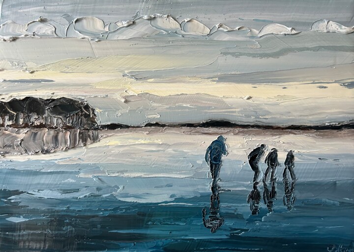 Painting titled "Iceskating" by Joyce Van Den Engel, Original Artwork, Oil