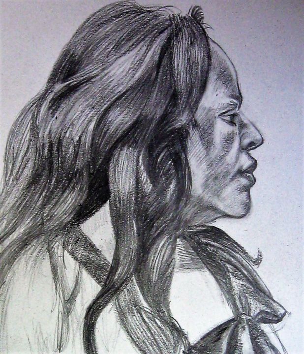 Drawing titled "Janice" by Joyce Owens, Original Artwork, Pencil