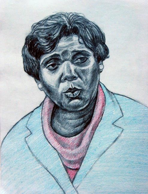 Drawing titled "Barbara Jordan" by Joyce Owens, Original Artwork