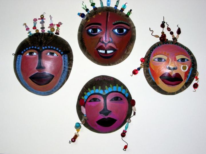 「Peace Masks」というタイトルの絵画 Joyce Owensによって, オリジナルのアートワーク