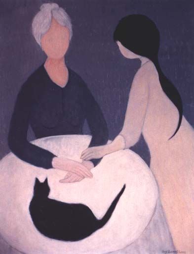 Painting titled "Two Women With the…" by Joy Zemel Long, Original Art,