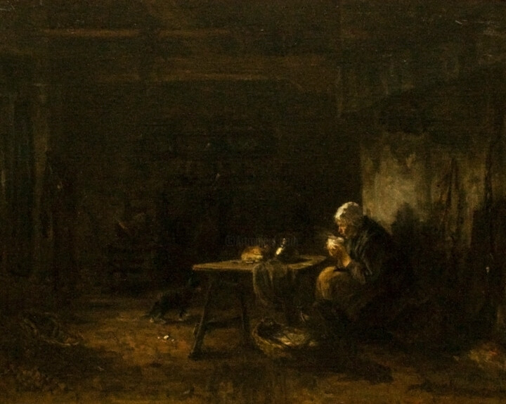 Painting titled "La revigoration" by Jozef Israëls, Original Artwork, Oil