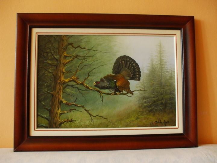 Painting titled "Moor cock" by József Darkó-Apor, Original Artwork, Oil