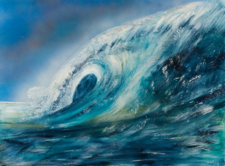 Peinture intitulée "vague" par Colay Jean, Œuvre d'art originale, Huile