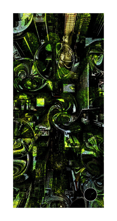 Цифровое искусство под названием "Green Town" - Jp Eugster, Подлинное произведение искусства, Фотомонтаж