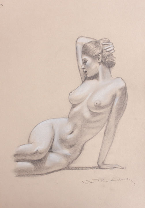 Drawing titled "Courbes 23" by Jean-Pierre André Leclercq, Original Artwork, Graphite