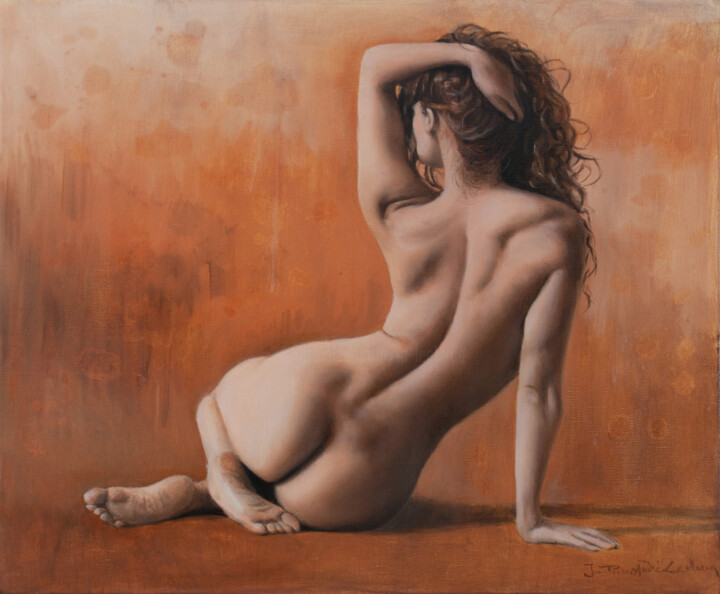 Painting titled "Katie" by Jean-Pierre André Leclercq, Original Artwork, Oil Mounted on Wood Stretcher frame