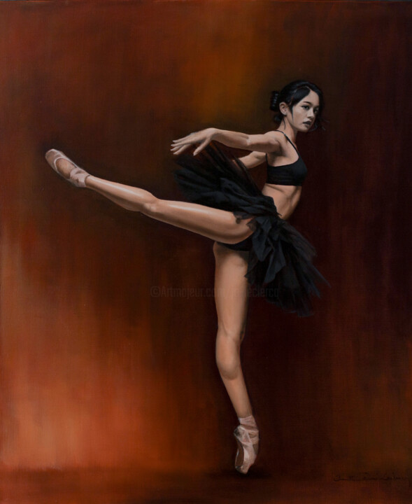 Painting titled "Black Tutu" by Jean-Pierre André Leclercq, Original Artwork, Oil Mounted on Wood Stretcher frame