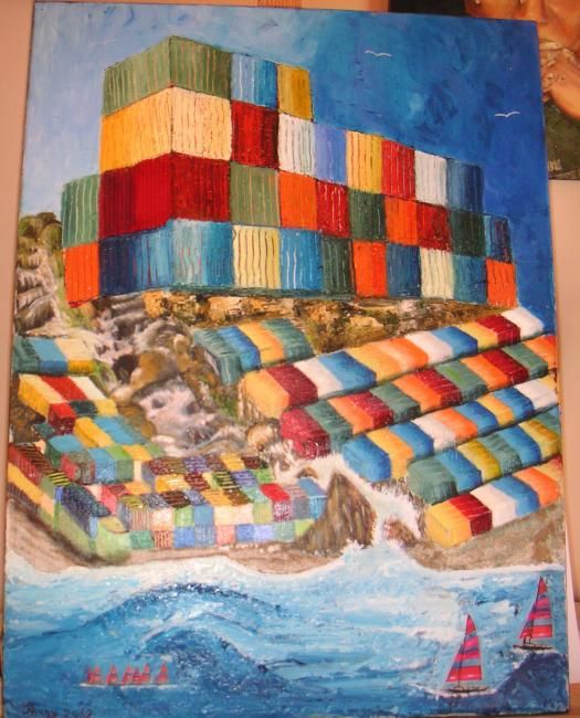 Painting titled ""CONTAINERS"" by Jparzy, Original Artwork, Oil