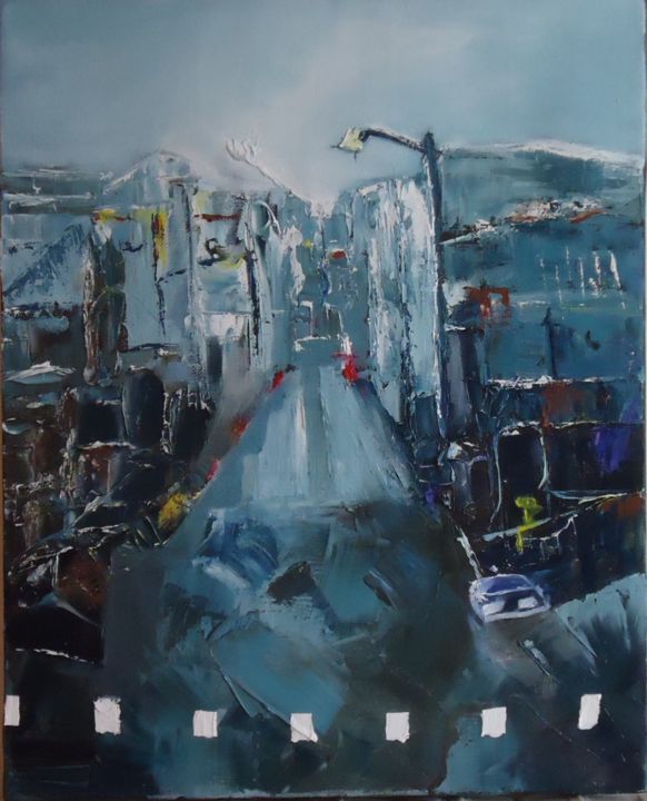 Painting titled "RUE DE NEW YORK - A…" by Jparzy, Original Artwork, Oil