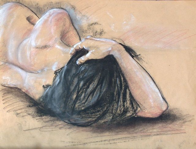Dessin intitulée "Nu couché" par Jean-Pierre Baïlé, Œuvre d'art originale, Autre