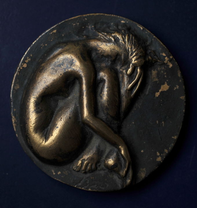 Skulptur mit dem Titel "given-bronze medal" von Biro, Original-Kunstwerk