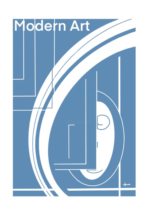 Grafika cyfrowa / sztuka generowana cyfrowo zatytułowany „Modern Art - Bleu” autorstwa Jph Mugler, Oryginalna praca, 2D prac…