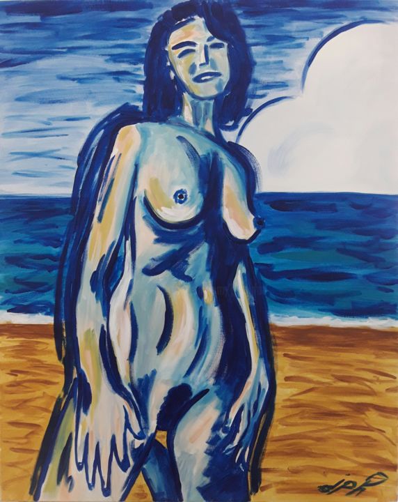 Painting titled "A-la-plage" by Jean Philippe Dufau, Original Artwork, Acrylic