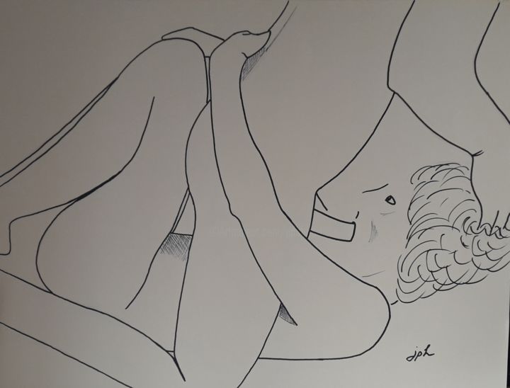 Drawing titled "silhouettes 3" by Jean Philippe Dufau, Original Artwork, Ink