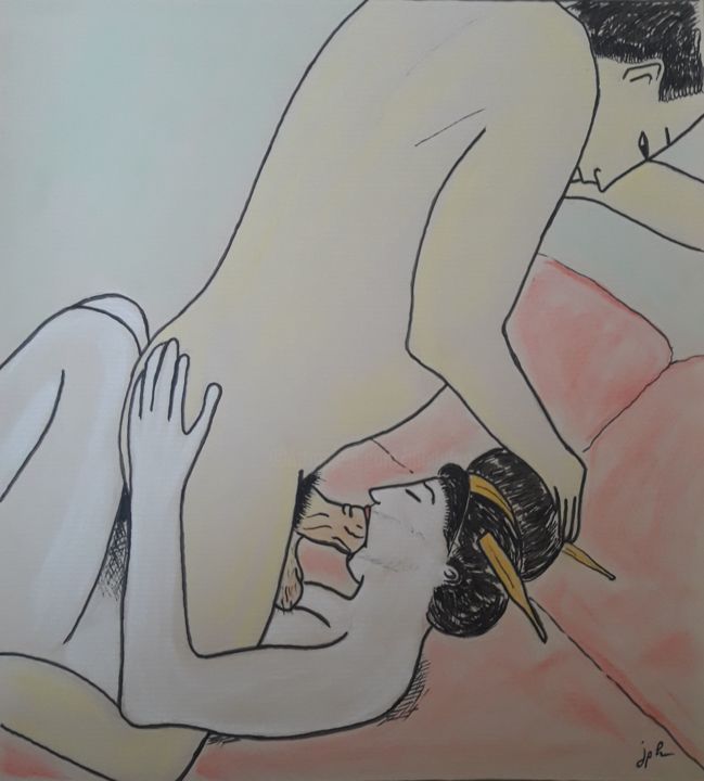 Dessin intitulée "Estampe 5" par Jean Philippe Dufau, Œuvre d'art originale, Pastel