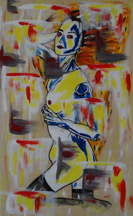 Painting titled "Destructurée" by Jean Philippe Dufau, Original Artwork, Acrylic