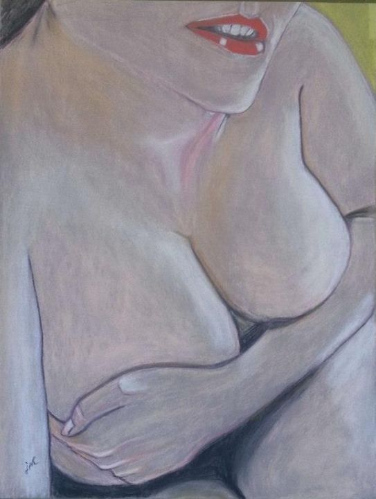 Drawing titled "Belle poitrine" by Jean Philippe Dufau, Original Artwork, Pastel