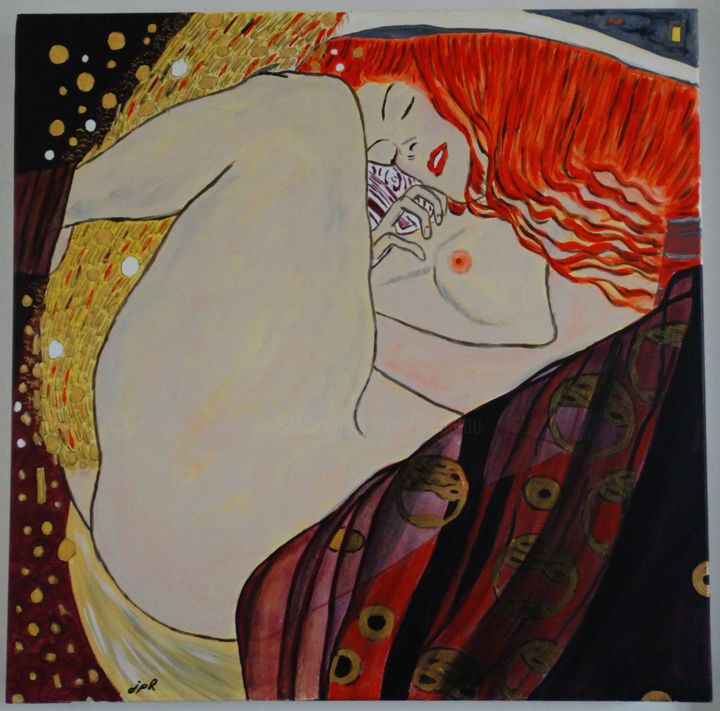 Malarstwo zatytułowany „Danae (Klimt)” autorstwa Jean Philippe Dufau, Oryginalna praca, Akryl