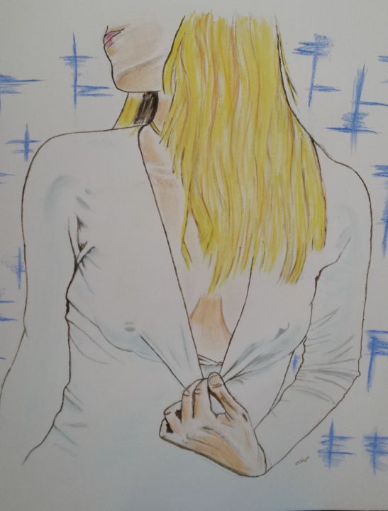 Drawing titled "promesse" by Jean Philippe Dufau, Original Artwork, Pastel