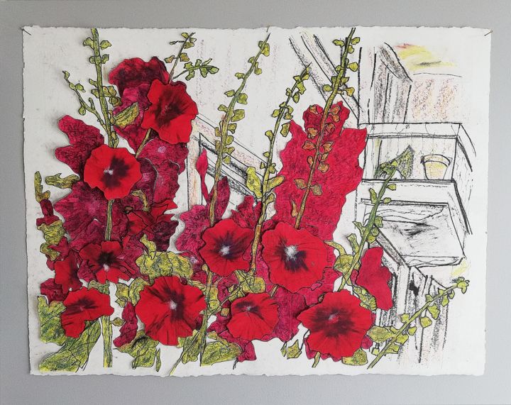 Disegno intitolato "Flower Pot" da Joseph Lapinski, Opera d'arte originale, Pastello