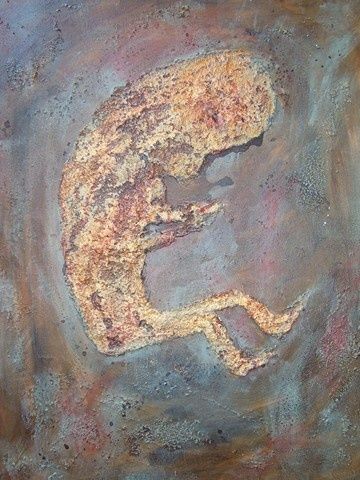 Painting titled "Foetus" by Jean-Pierre Le Deut, Original Artwork, Acrylic