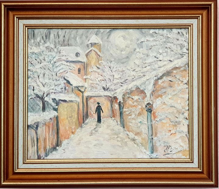 Painting titled "L'hiver" by Jean-Pierre Loubinoux, Original Artwork, Acrylic Mounted on Wood Stretcher frame