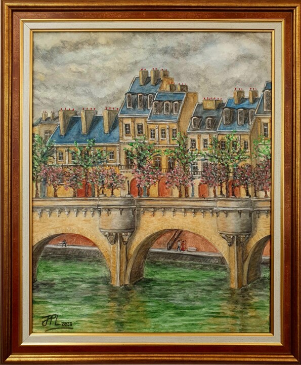Painting titled "Le printemps du Pon…" by Jean-Pierre Loubinoux, Original Artwork, Acrylic Mounted on Wood Stretcher frame