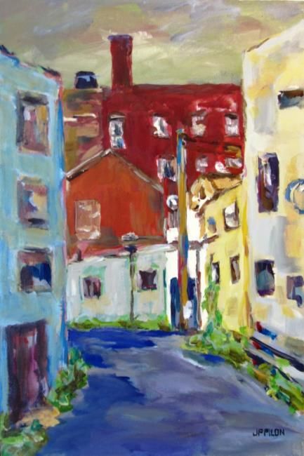 Painting titled "Ruelle Church Street" by Jpp Les Arts, Original Artwork, Oil